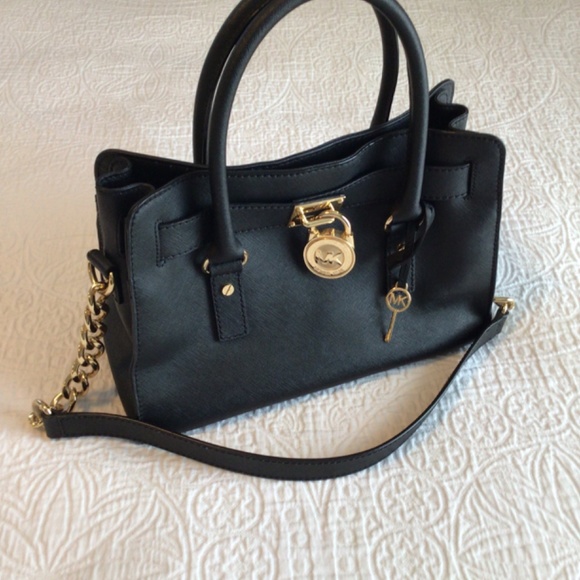 Michael Kors Black Saffiano Leather Hamilton Medium Satchel - Picture 13 of 13
